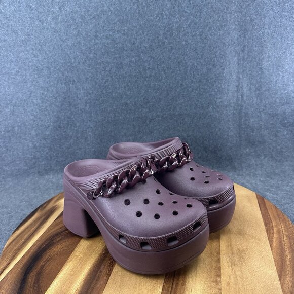 Crocs Siren Chain Clog Dark Cherry Men's 4 Womens 6 Platform Heels - Picture 2 of 10